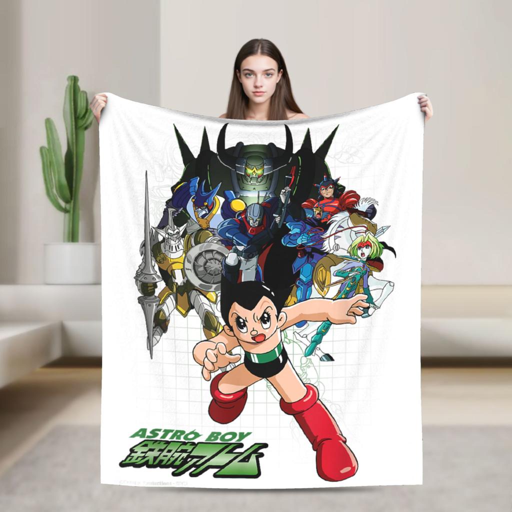 Astro Boy Character Mighty Atom Blanket Animation Flannel Vintage Warm Throw Blanket for Home Restaurant Autumn/Winter Office