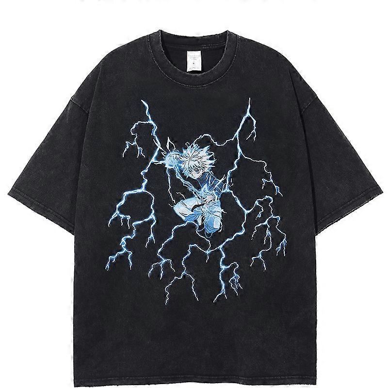 Kettensägenmann Power Blutdämon Anime T-Shirt 2026 Sommer Vintage Gewaschen Unisex Baumwolle Lockere Passform Kurzarm Streetwear Grafik
