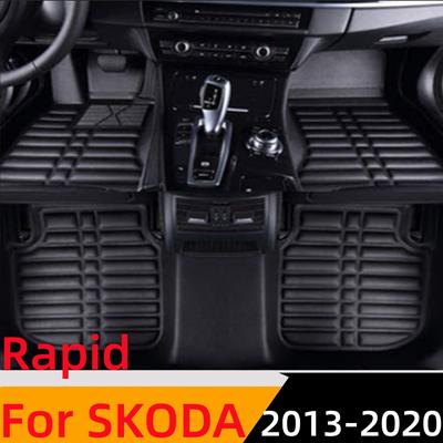 3D Özel Fit Su Geçirmez Araba Paspaslar Ön ve Arka FloorLiner OTO Styling Halı Paspas SKODA Rapid Sedan
