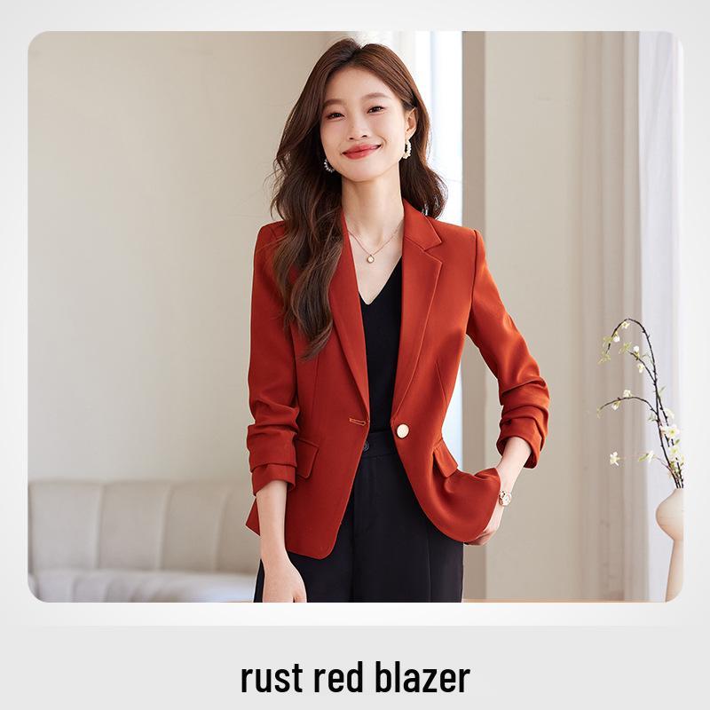 

Женский красный пиджак 2025 - Профессиональный приталенный блейзер для весны/осени для создания высококлассного повседневного образа XL