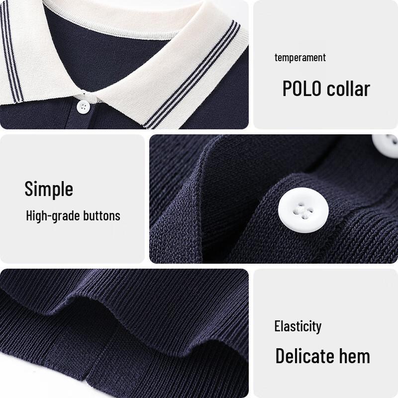 La Chapelle Women's Colorblock Polo Neck Knitted T-Shirt