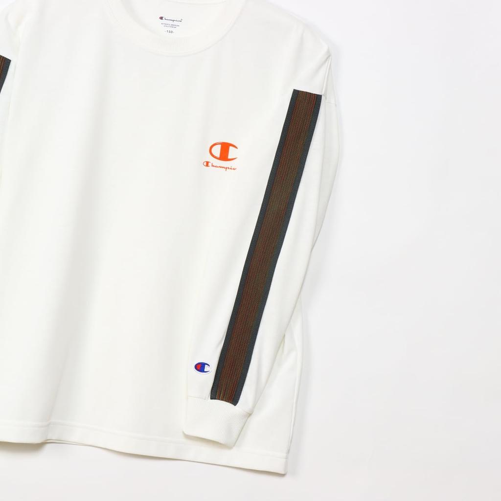 Long Sleeve Long Round UV Antibacterial and Odor Quick One Point Long Sleeve School Boys White [Champion] T-Shirt, Kids, Sleeve, Neck, Protection,