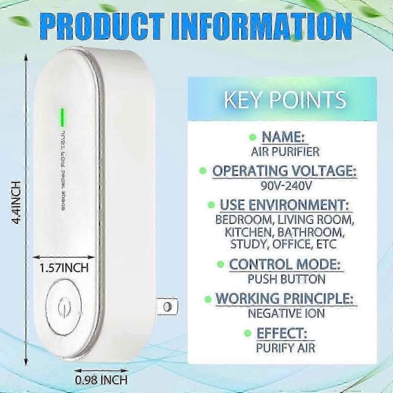 3-balení zásuvných čističek vzduchu, přenosný generátor záporných iontů, bezfiltrové ionizátory vzduchu, domácí čistička vzduchu, odstraňuje pachy a osvěžovač vzduchu