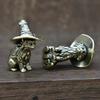 Table Ornament Office Gift  -  Antique Copper Brass Cat Figurine - Cute Childish Sorcerer Kitten Statue