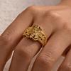 Vintage Elegant Hollow Carved Floral Ring for Women Bohemian Gold Plated Flower Finger Ring Party Banquet Luxury Jewelry Gift