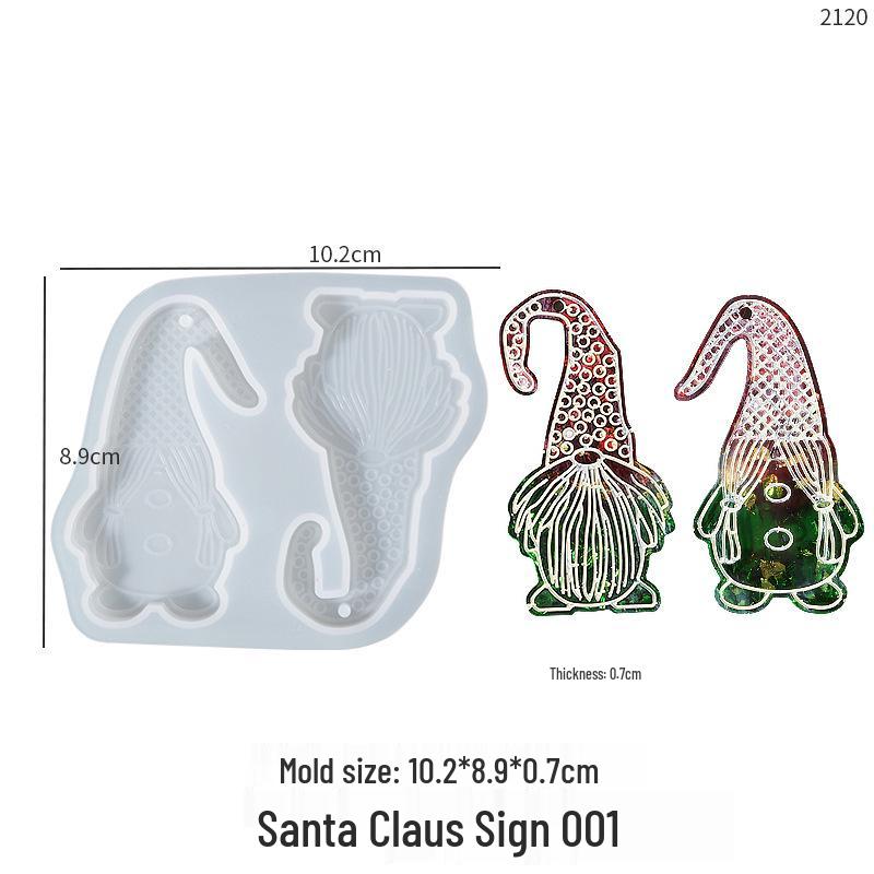 Poppy DIY Resin Mold: Double Santa Claus Pendant