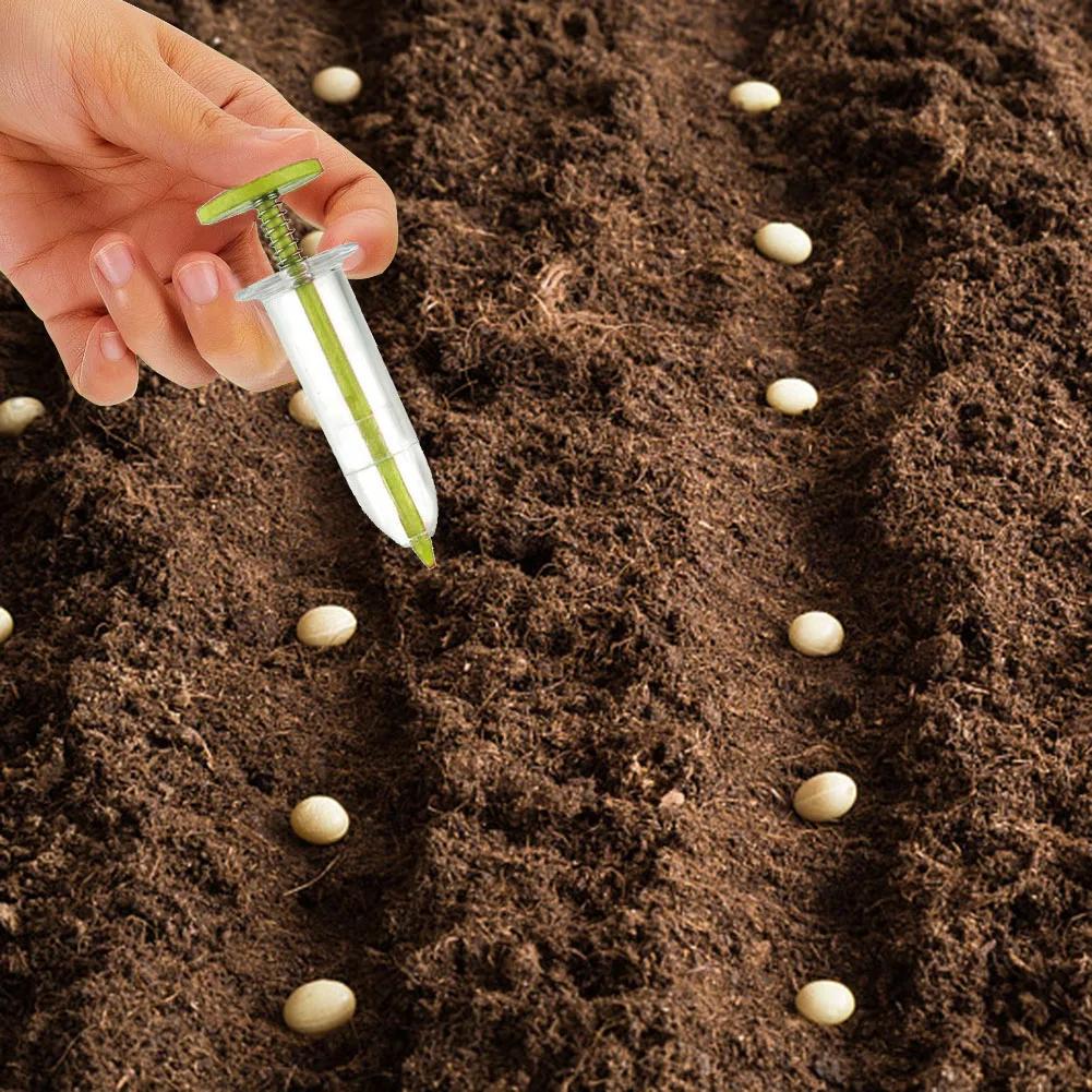 1-6Pcs Mini Sowing Seed Dispenser 5 Different Settings Plant Seed Sower With 2 Transplanting Tools Home Garden Seeding Dispenser