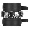 Braided Bracelet Split Leather Adjustable Pin Buckle HandMade Vintage Skull Wrist Cuff Jewelry(Black )
