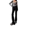 Women's Fleece-Lined Flared Pants - High-Waisted, Slim-Fit, Knit Casual for Autumn & Winter 2024