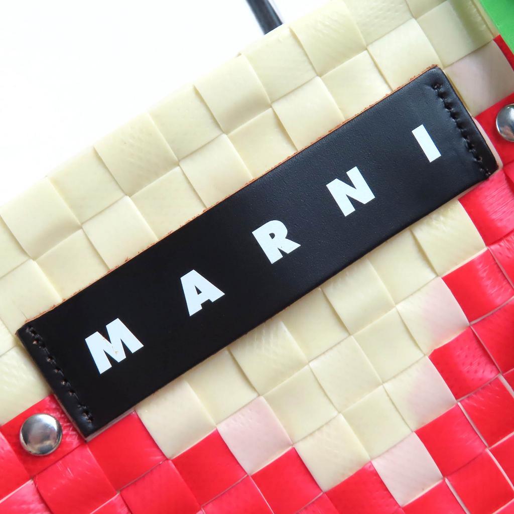 Pristine MARNI Handbag Mini basket bag Ivory Red Women SHMH0063JN Used