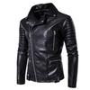 Men's leather jacket with multiple zippers, men's leather messenger bag, motorcycle-style PU leather jacket for riding a Harley motorcycle.