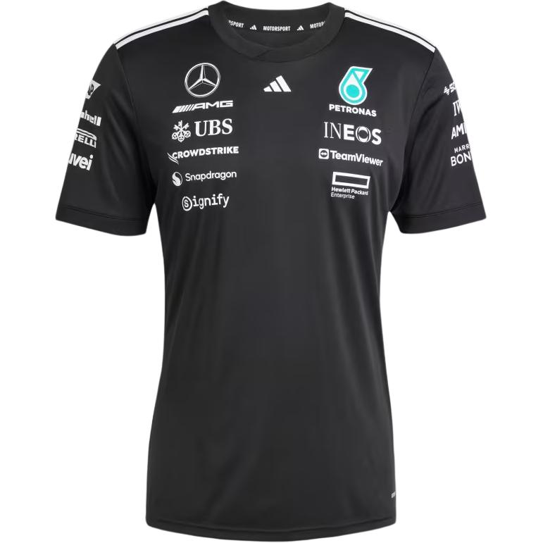 

Adidas X Mercedes-Amg Petronas F1 Collaboration Team Ss25 Удобная универсальная мягкая футболка с коротким рукавом для мужчин, черные JW5361 XS