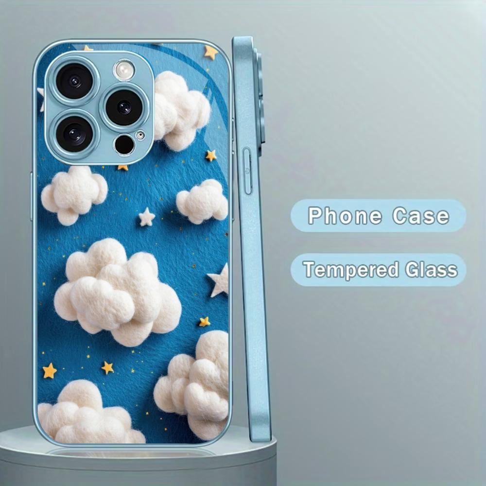 Dreamy Blue Sky Cloud Print for iphone 17 case for coque iphone Fashion Case fundas Glass for iPhone 17 16 15 14 13 pm Pro Plus