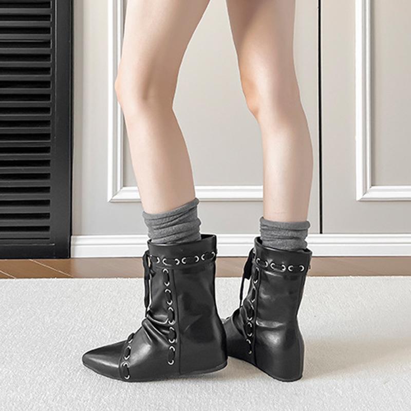 

Pleated pointed Chelsea boots flat straps 2025 autumn and winter new retro niche Maillard western cowboy boots 35