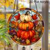 2D Flat Acrylic Autumn Harvest Festival Pumpkin Suncatcher Decorative Hanging Ornament, 7.87/11.81inches Fall Season Window Hanging Pendant, Holiday