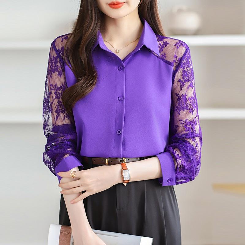 Dámský límec s krajkou, patchwork, perspektivní šifonový top, kardigan