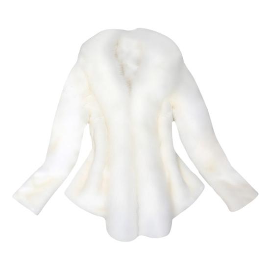 Women's Fuzzy Winter Coat Faux Fur Trim Warm Jacket Open