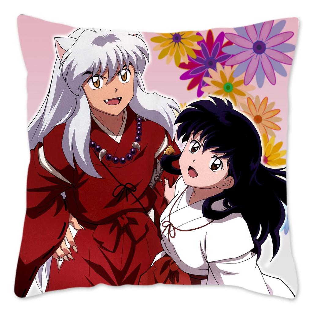 Japanese Anime Inuyasha Pillow Case Home Decoration Polyester Cushion Cover for Sofa Square Pillow Cover Gift for Friends