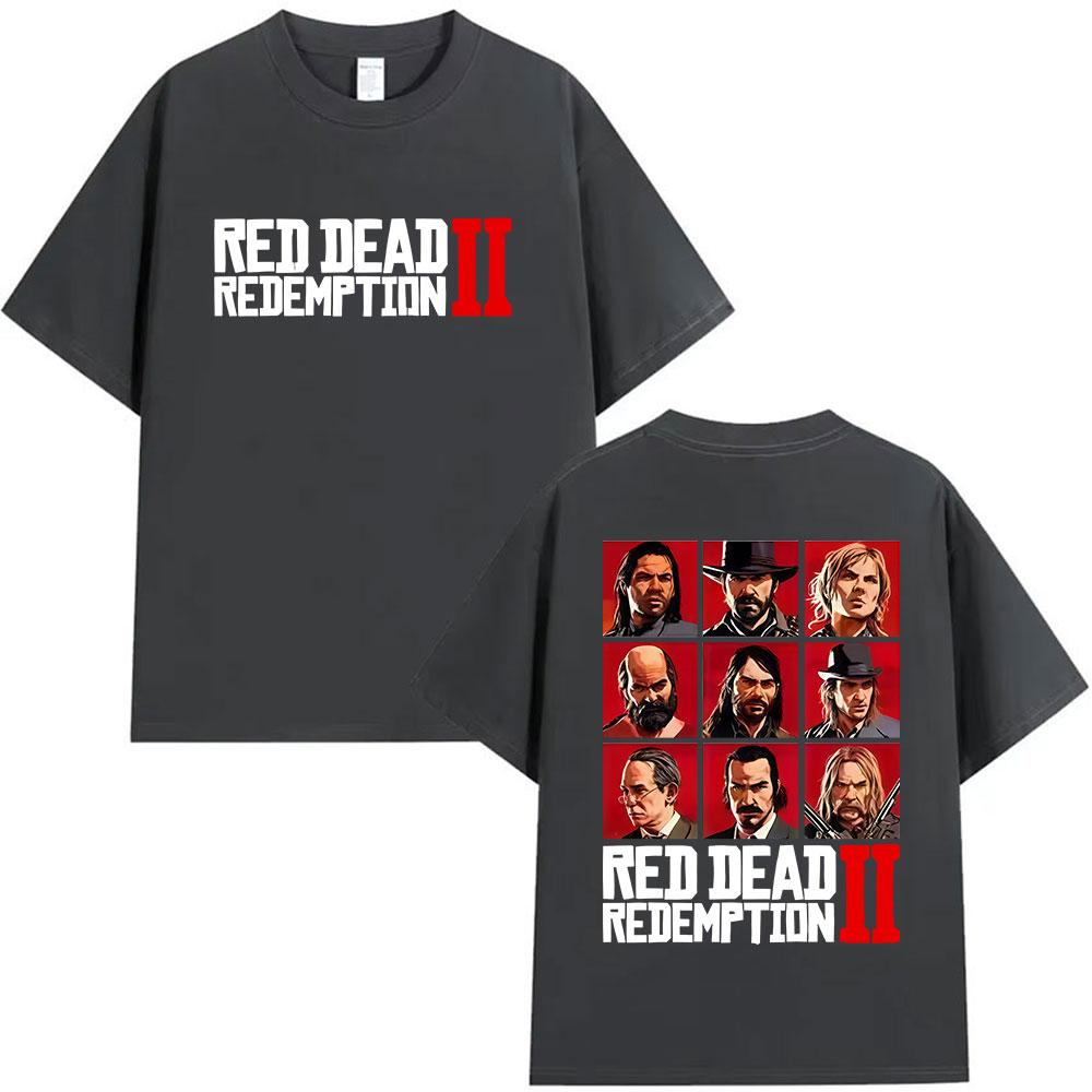 Classic Retro Red Dead Redemption 2 Game Player Graphic T Shirts Men Women Vintage Summer Oversized Cotton TShirt Streetwear
