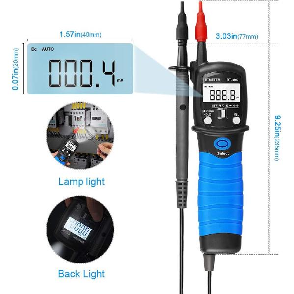 Pen Type Digital Multimeter BTMETER BT-38C AC DC 600V High Voltage Tester 60M Ohm Resistance Capacitance Diode Test Continuity Alarm Backlit LCD Lamp