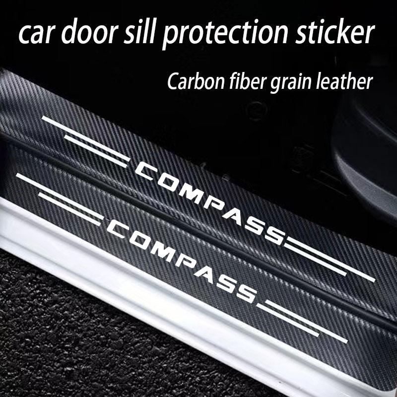 JOT2 Car Door Sill Protector Welcome Pedal Cover Anti-drity Anti-scratch Strip Protective Strip For JEEP Compass accessories fashion