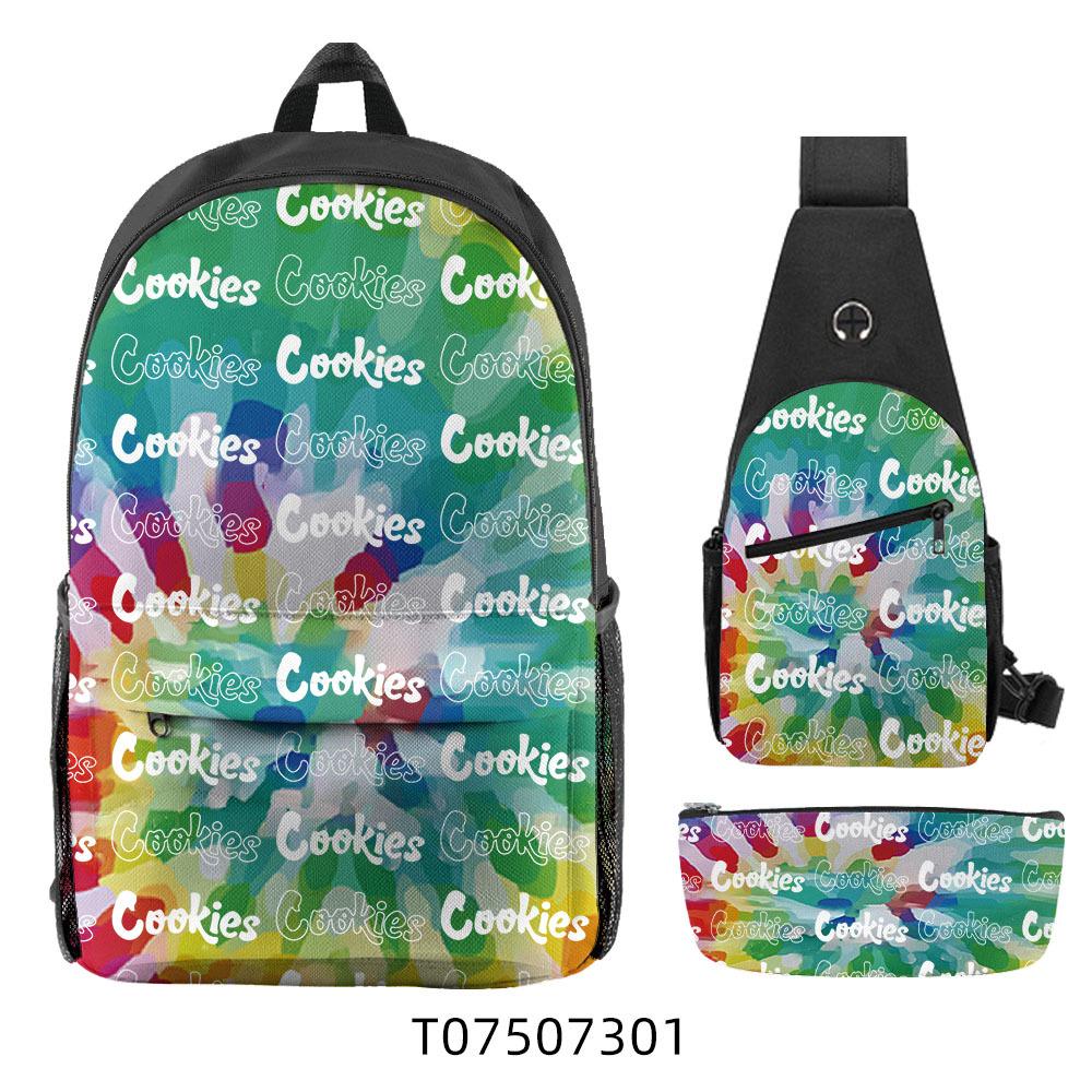 Cook Backpack Student School Bag Lightweight Polyester Backpack Three-Piece Set