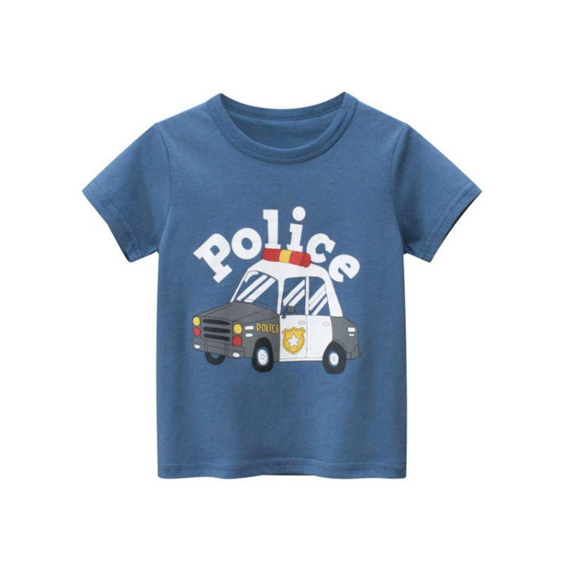 27Kids Summer Car Half-Sleeve Pure Cotton Children s Wear Royal Blue 140