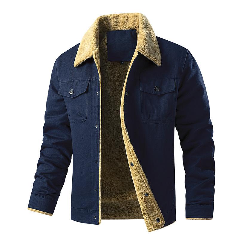 Autumn and Winter Multi-pocket Fleece Men's Jacket Thermal Fleece Cotton Nylon Overcome Cotton Coat
