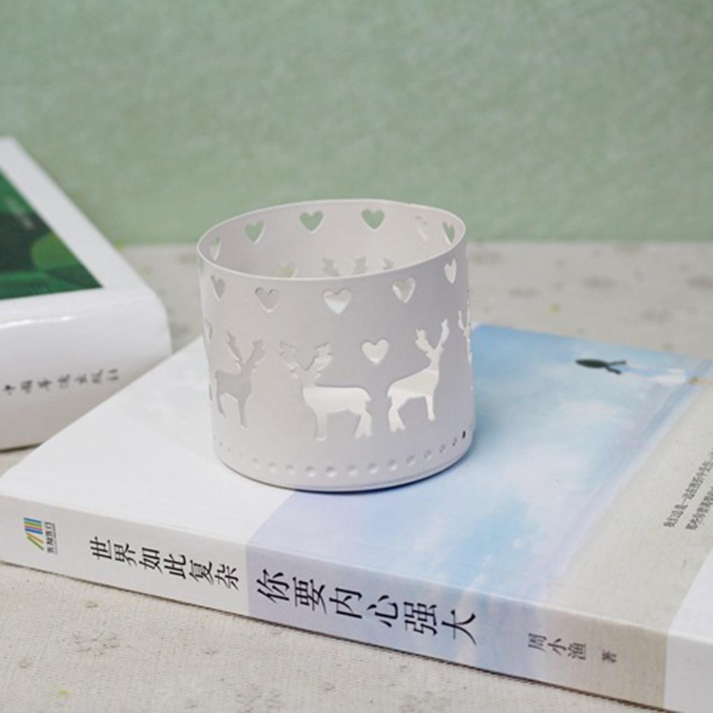 Christmas Iron Hollow Deer Tree Snowflake Candle Holder Candle Stick Home Decor