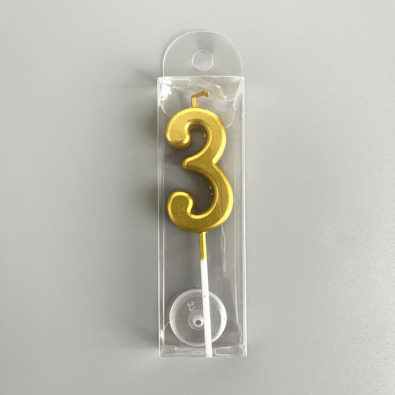 Gold Plated Birthday Cake Number Candles - Creative Dessert Table Decoration