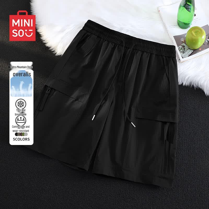 MINISO Men s Quick-Dry Zipper Cargo Shorts 3XL чёрный