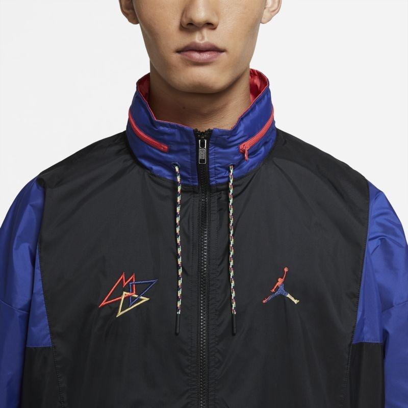 Jordan Pánská sportovní tkaná bunda s vyšívaným logem, barevně blokovaná, svrchní oblečení, modrá DN3404-010