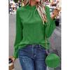 2026 New Women's Solid Color Fashion Versatile Hollow Out Stand Collar Puff Sleeve T-Shirt Casual Top