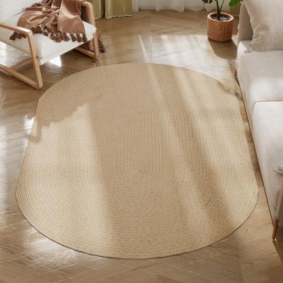 Living Room Rug 170x120 Cm Machine Washable Handwoven Rustic Style Mat for Living Room Bedroom Beige