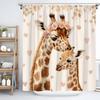 Funny Giraffe Shower Curtain Watercolor Tropical African Wildlife Safari Giraffe Forest Animal Love Heart Mother'S Day Family