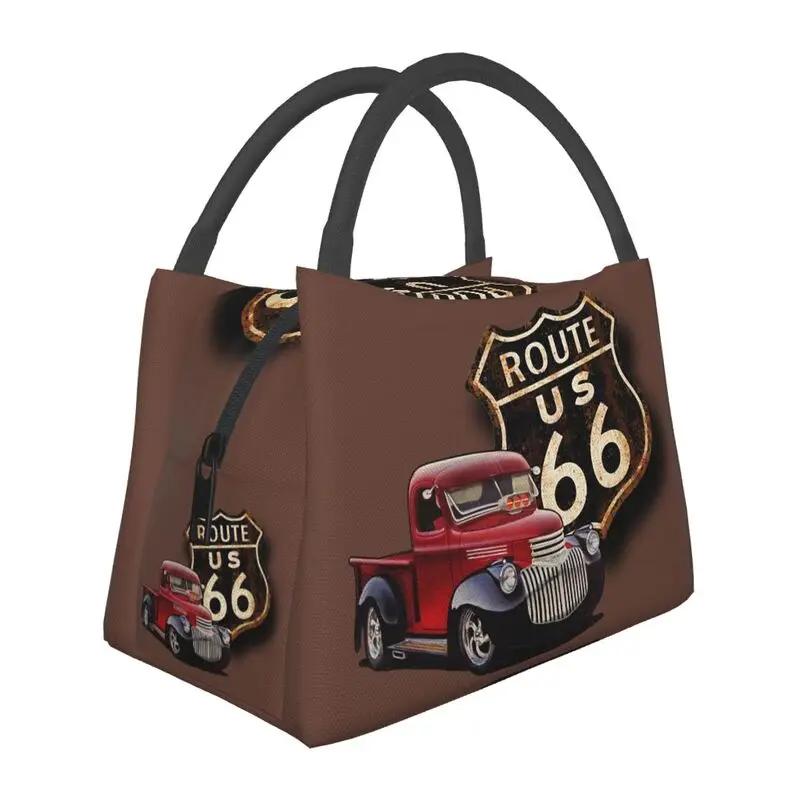 Custom Vintage Route 66 Lunch Bag Women Cooler Thermal Insulated Lunch Box for Work Pinic or Travel
