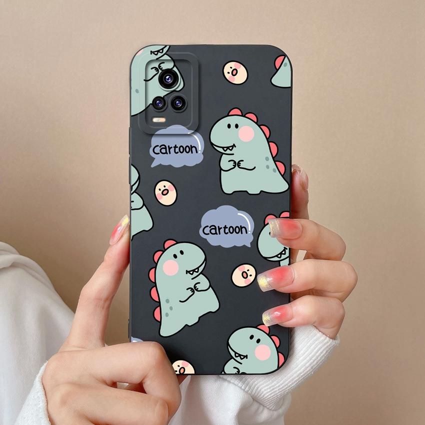 For Vivo V15 S10 Y75 S16 V17 Y77 Phone Bags Naughty Cartoon Dinosaur Patterns Camera Protection Shockproof Silicone Cover Case For Vivo Bumper Housing