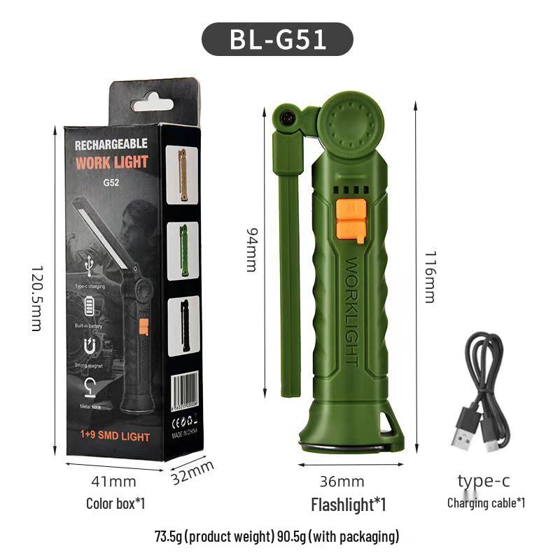 USB Multifunctional COB Magnetic Auto Repair Flashlight with Warning Light
