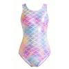 [VIISEN] Girls' One-Piece Sleeveless Swimsuit with Half Shorts - Competition Swimwear, Quick-Drying, Figure-Flattering, for Swimming School, Lessons,
