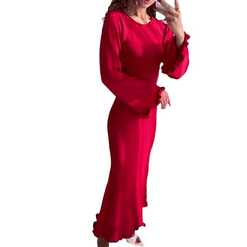 2024 Autumn Women's Fashion: Sexy Backless Knit Lace-Up Dress