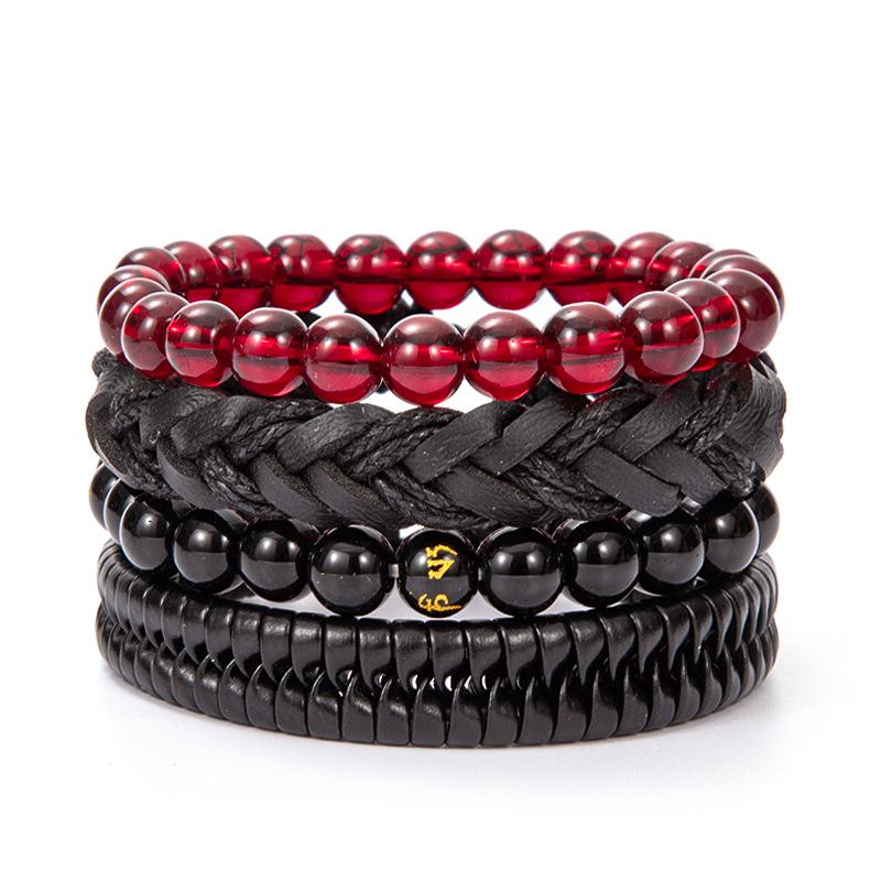 Retro Multi-layer Alloy Leather Bracelet In Ethnic Style with Waxed Rope