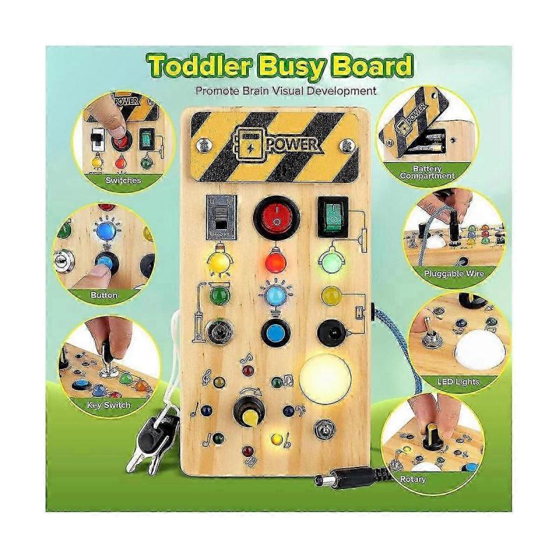 Hölzernes Aktivitätsbrett-Spielzeug, Kleinkind-Aktivitätsbrett-Spielzeug mit Lichtschalter-Spielzeug für Aktivität, Weihnachten & Birt--Holz