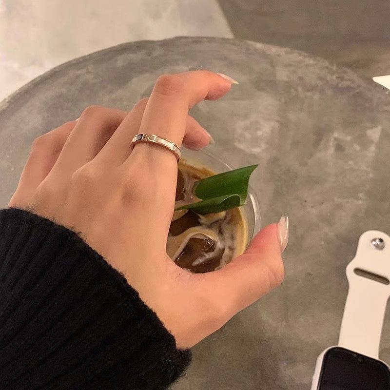 Micro-inlaid White Shell & Diamond Gold-Plated Ring In Titanium Steel for Women