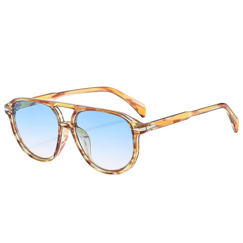 

Retro Double Bridges Pilot Men Rivets Sunglasses UV400 Fashion Women Luxury Sun Glasses Black Orange Shades As the picture