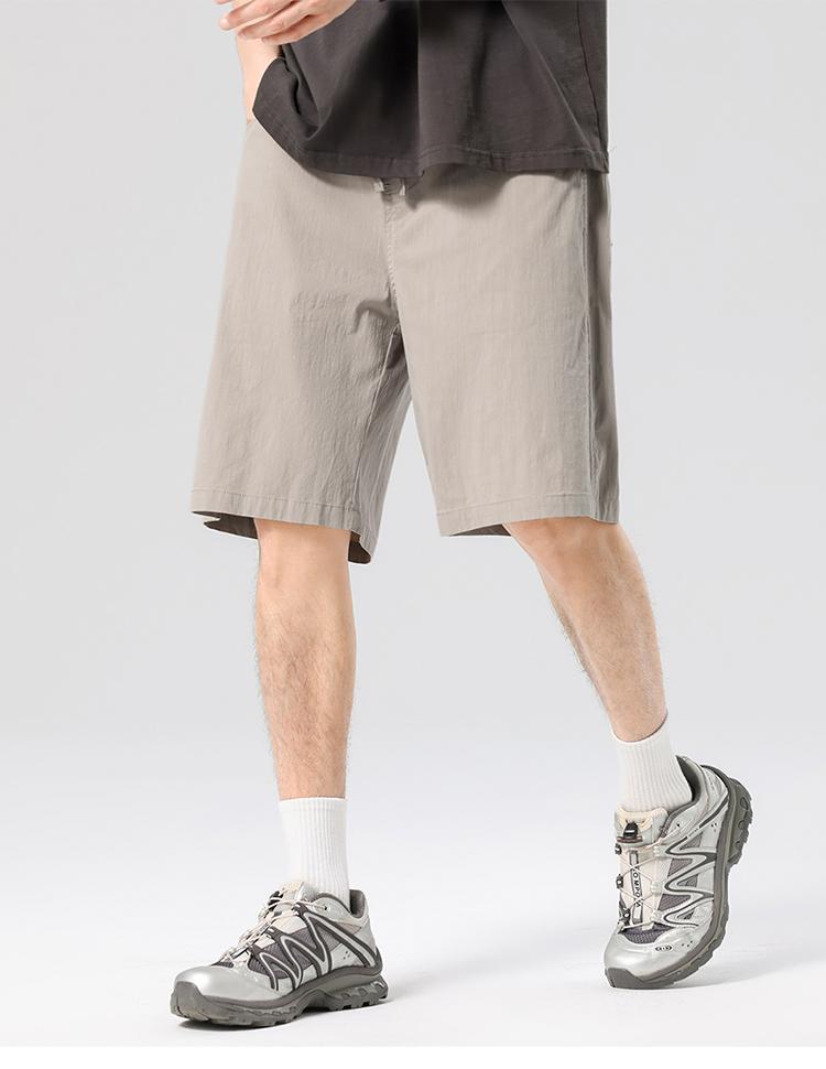 Lightweight Linen Cotton Brocade Summer Thin Five Pocket Pants Versatile Straight Leg Men's Casual Shorts for Commuting