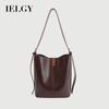 Ladies Tote Bag Simple Retro Large Capacity Commuter Shoulder Bucket Bag