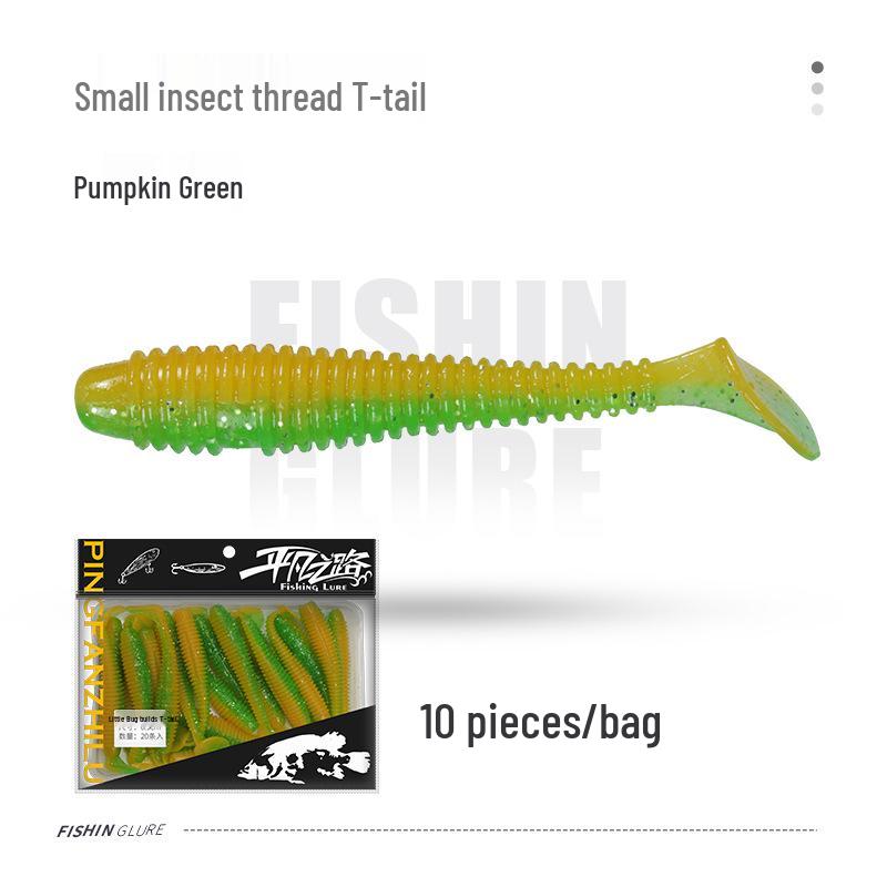 Mandarin Fish-Scented Ribbed T-Tail Soft Worm Lure with Salt