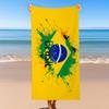 1 Stück Brasilien Flagge Fußball Strandtuch, Polyester Schnelltrocknend Leichtes Handtuch, Weiches Saugfähiges Badetuch für Fußballfan Geschenk, Str
