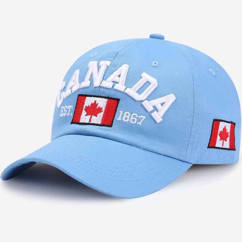 Canada Embroidered Maple Leaf Baseball Cap Pure Cotton Adjustable Duckbill Hat for Men And Women Outdoor Versatile Couples Cap