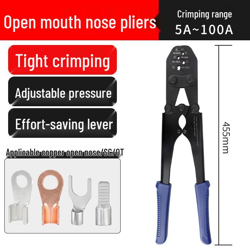 Electrician's Quad-Sided Crimping Pliers for Cold Press Copper and Wire Lugs, Terminals.